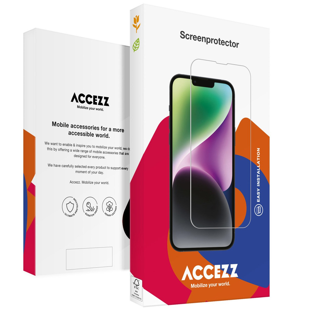 Accezz Gehard Glas Full Cover Screenprotector met applicator iPhone 13 / 13 Pro / 14 Smartphone screenprotector Transparant