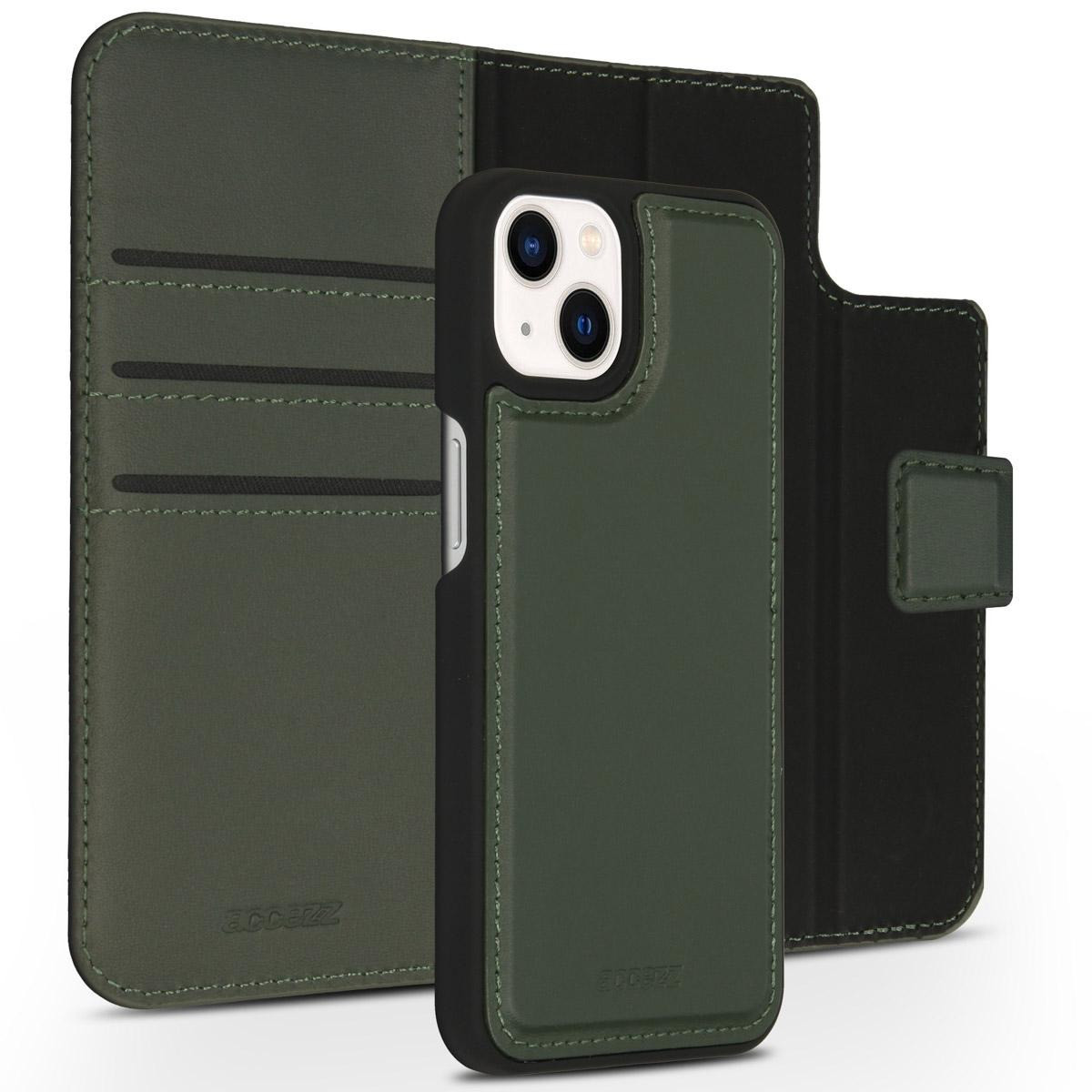 Accezz Premium Leather 2 in 1 Wallet Book Case voor Apple iPhone 13 Mini Telefoonhoesje Groen
