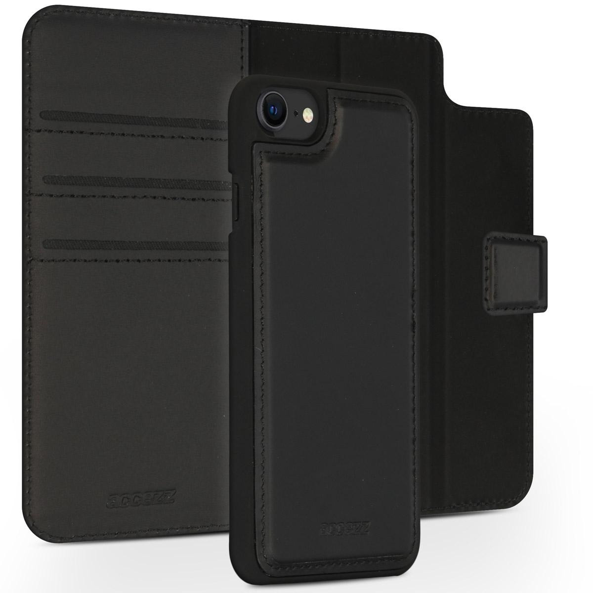 Accezz Premium Leather 2 in 1 Wallet Book Case voor Apple iPhone SE (2022 / 2020) / 8 / 7 / 6(s) Telefoonhoesje Zwart