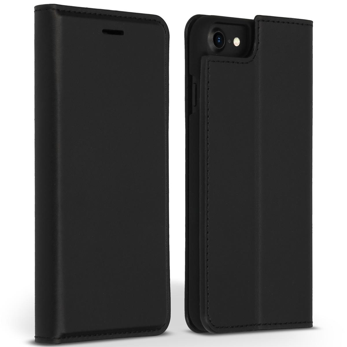 Accezz Premium Leather Slim Book Case voor Apple iPhone SE (2022 / 2020) / 8 / 7 / 6(s) Telefoonhoesje Zwart