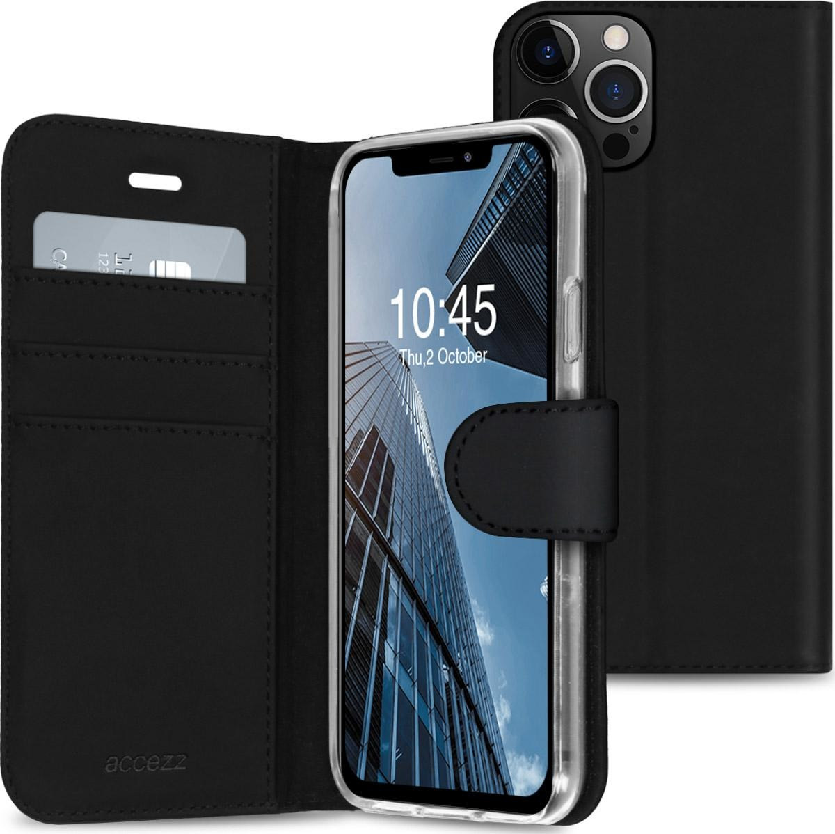 Accezz Wallet Case voor Apple iPhone 13 Pro Max Telefoonhoesje Zwart