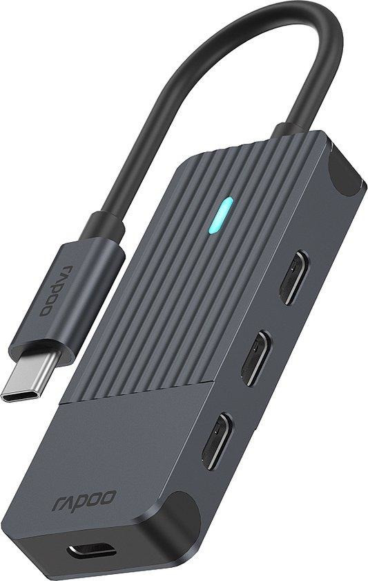 Rapoo USB-C Hub, USB-C naar USB-C, grijs USB Hub Zwart
