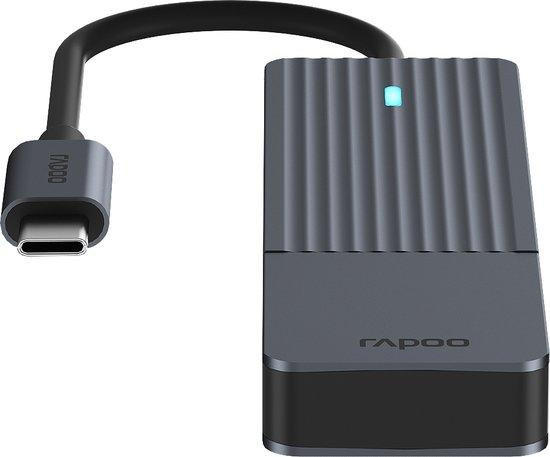 Rapoo USB-C Hub, USB-C naar USB-A, grijs USB Hub Zwart