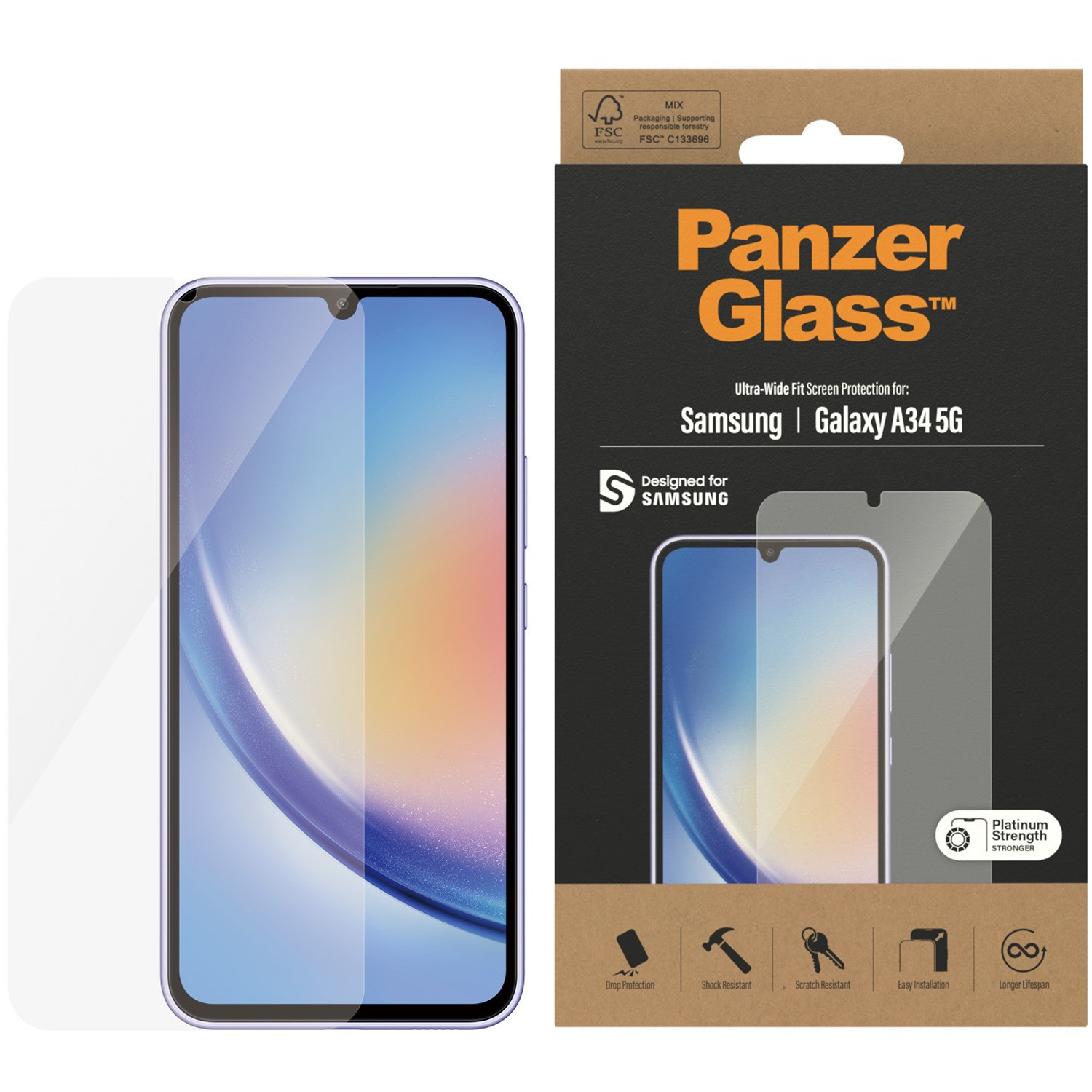 Panzerglass Samsung Galaxy A34 5G Smartphone screenprotector Transparant