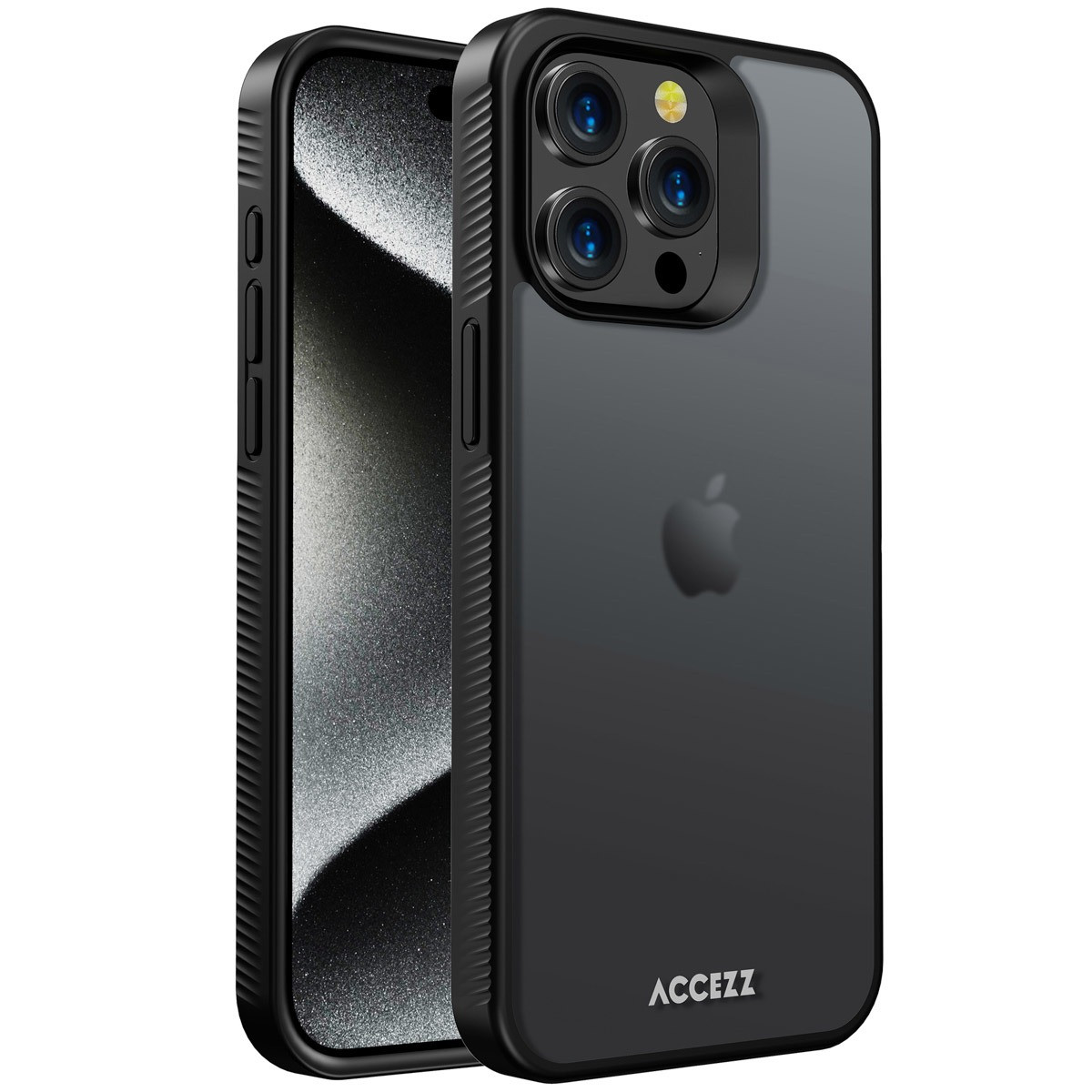 Accezz Rugged Frosted Backcover iPhone 15 Pro Max Telefoonhoesje Zwart