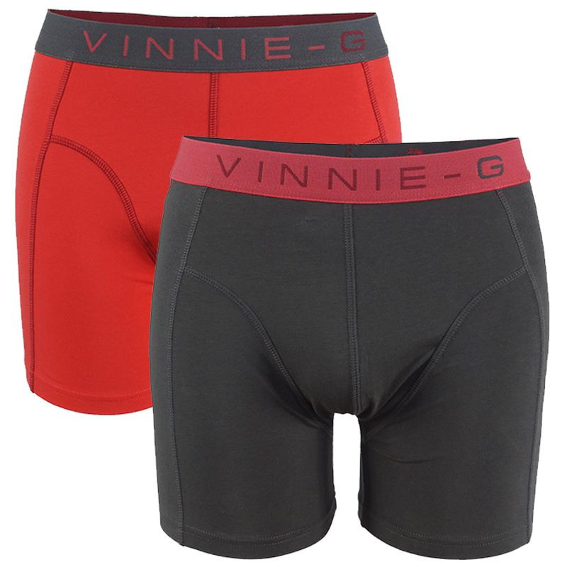 Vinnie-G boxershorts Flamingo Rood - Antraciet Uni 2-pack