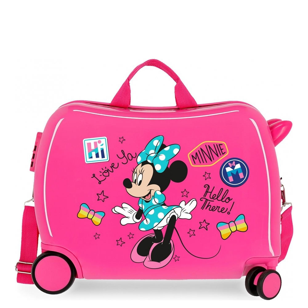 Disney Rolling Suitcase 4 Wheels Enjoy Minnie Mouse Hi Love Roze
