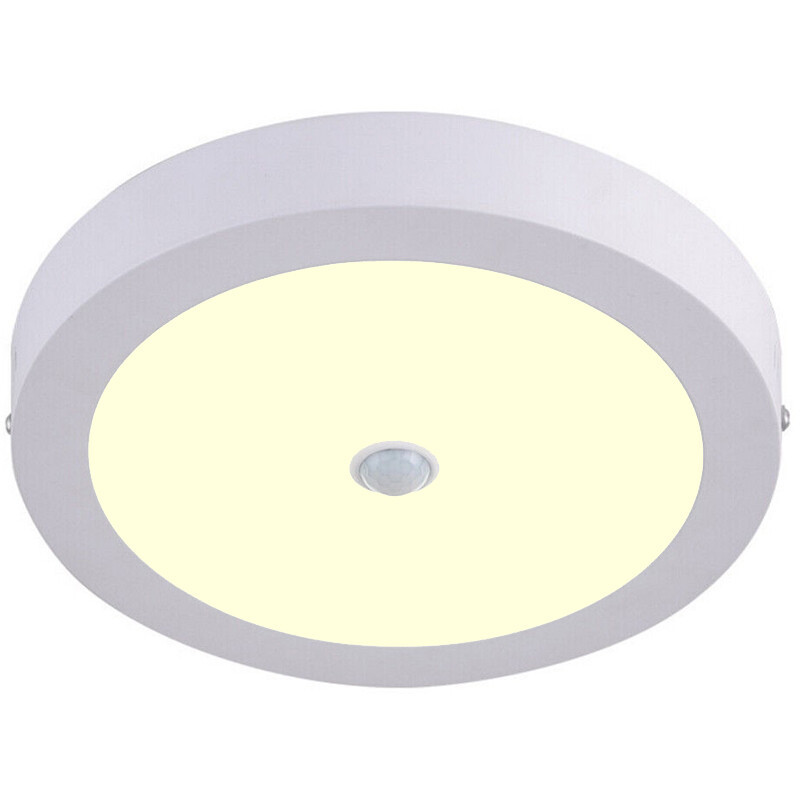 LED Downlight - Facto Dury - PIR Bewegingssensor 360° + Dag en Nacht Sensor - 18W - Warm Wit 3000K - Opbouw - Rond - Mat Wit - OSRAM LEDs