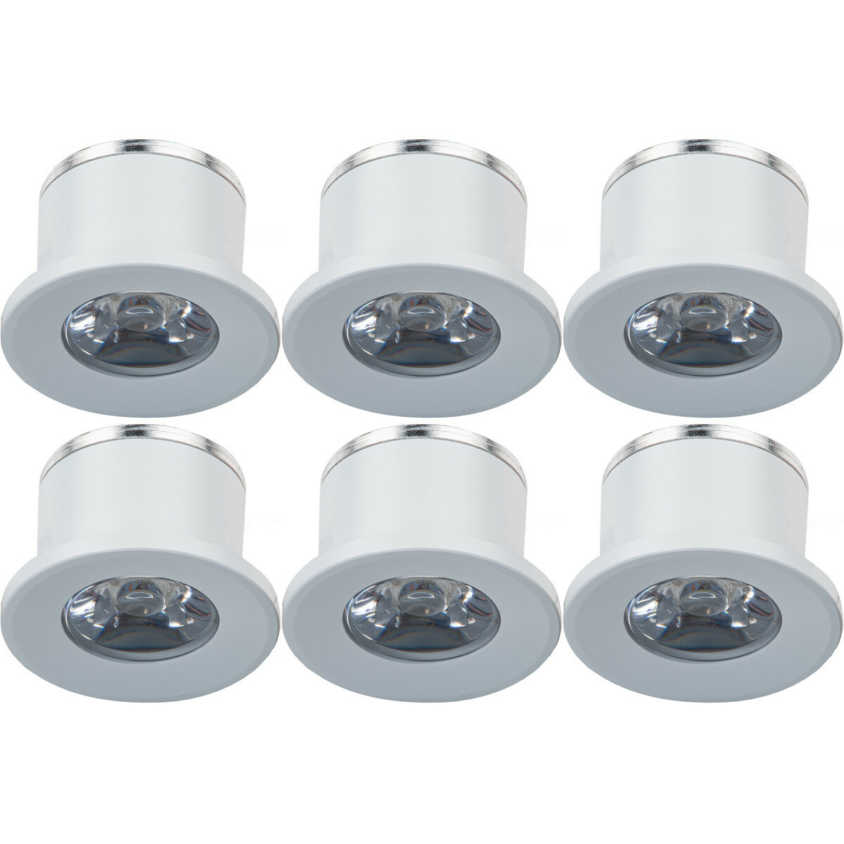 LED Veranda Spot Verlichting 6 Pack - Velvalux - 1W - Warm Wit 3000K - Inbouw - Dimbaar - Rond - Mat Wit - Aluminium - Ø31mm