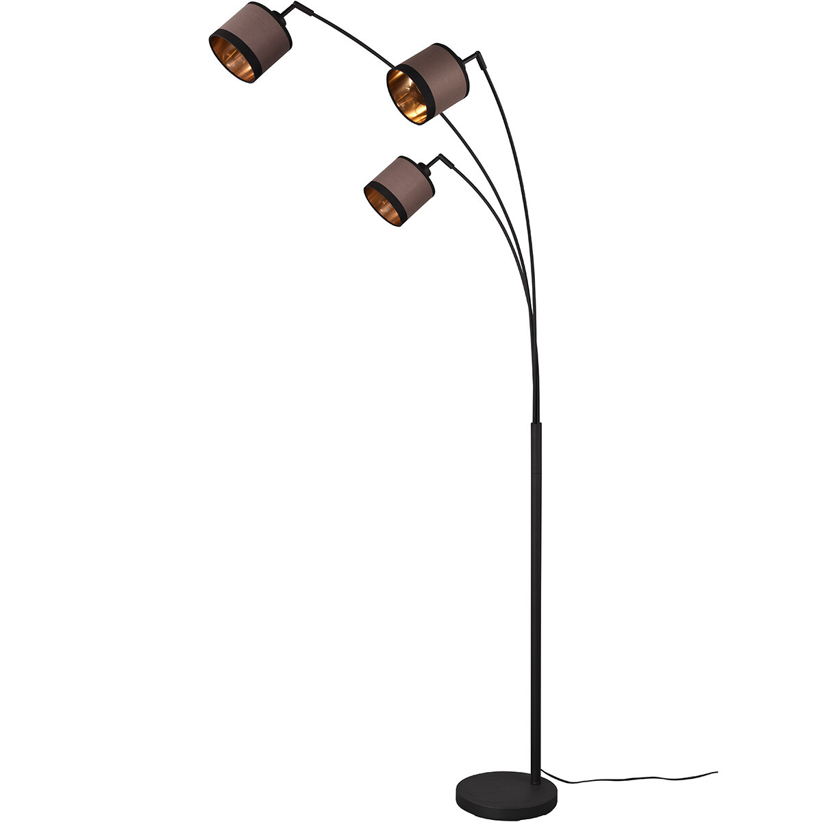 LED Vloerlamp - Trion Vamos - E14 Fitting - 3-lichts - Rond - Mat Zwart - Metaal