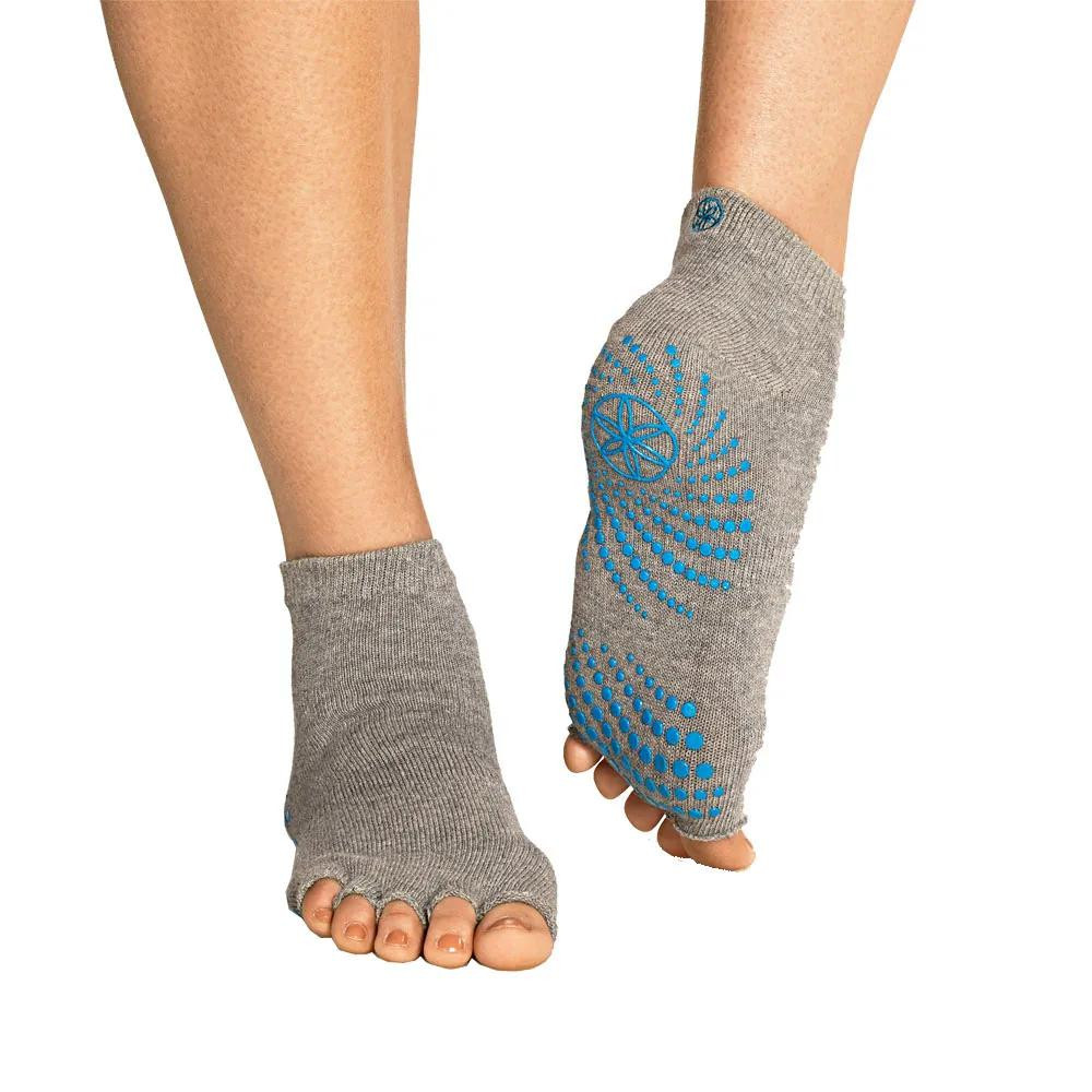 Yogasokken - Gaiam Toeless Grippy Socks - Grijs/Blauw