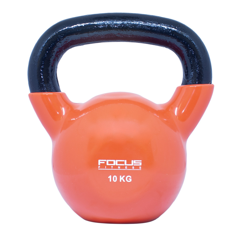 Kettlebell - Focus Fitness Vinyl - 10 kg - Oranje