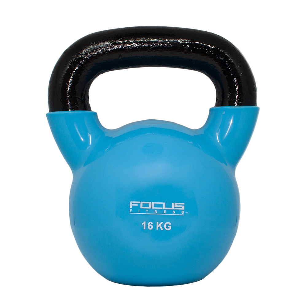 Kettlebell - Focus Fitness Vinyl - 16 kg - Blauw