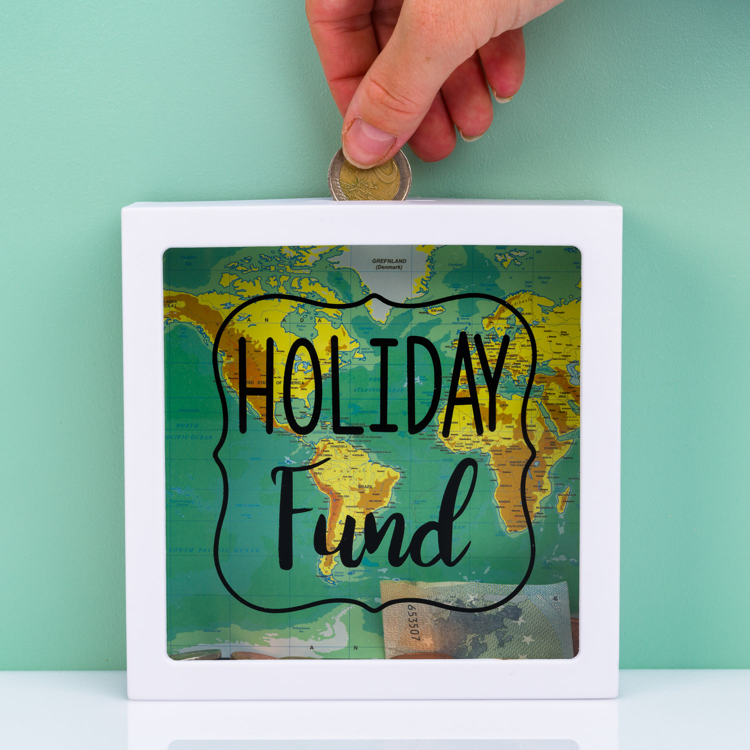 Transparante Spaarpot - Holiday Fund
