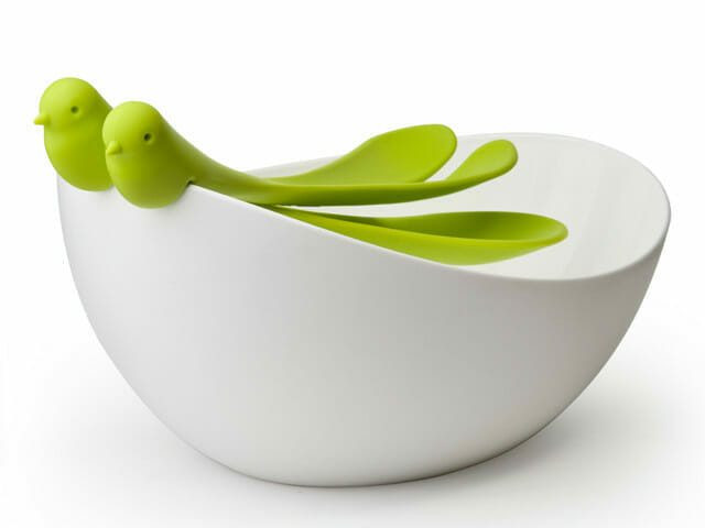 Sparrow Salad Bowl - White-Green
