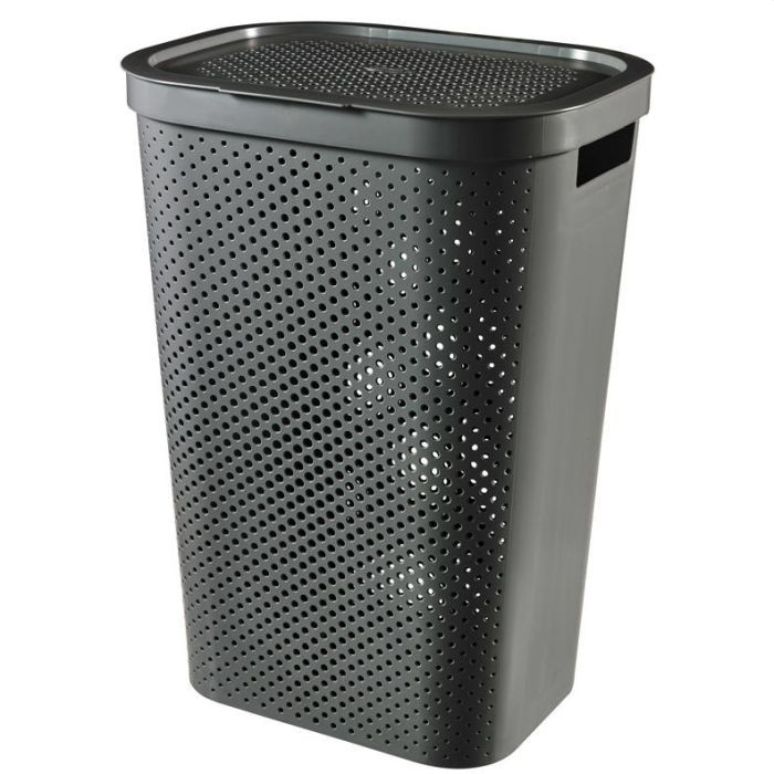 Curver Infinity wasbox dots 60L - 100% recycled donkergrijs