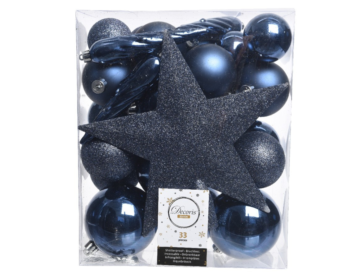 Decoris Kerstballen 8Cm Nachtblauw 33 Stuks