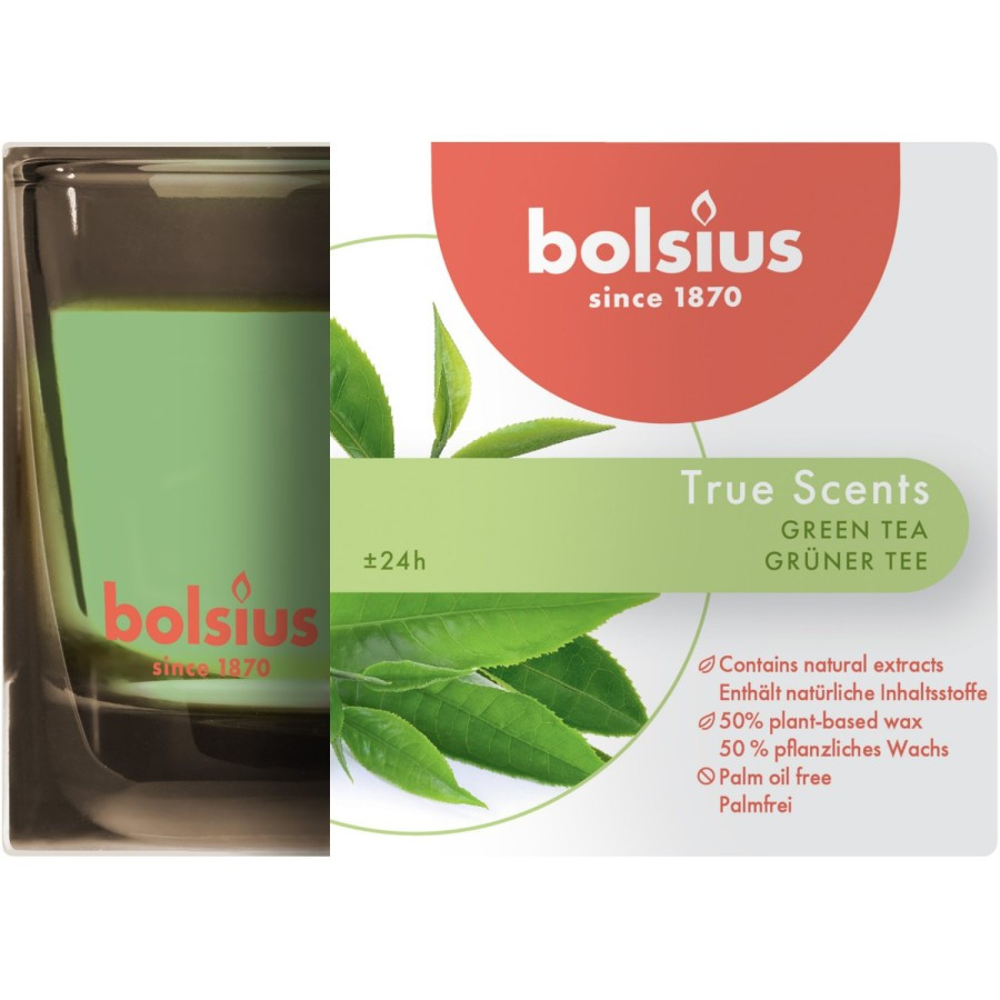 Bolsius Geurkaars glas 63/90 True Scents Green Tea