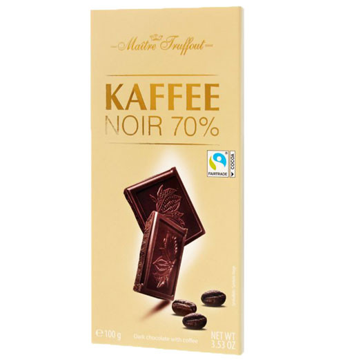 Pure chocolade met koffie (min. 70% cacao)