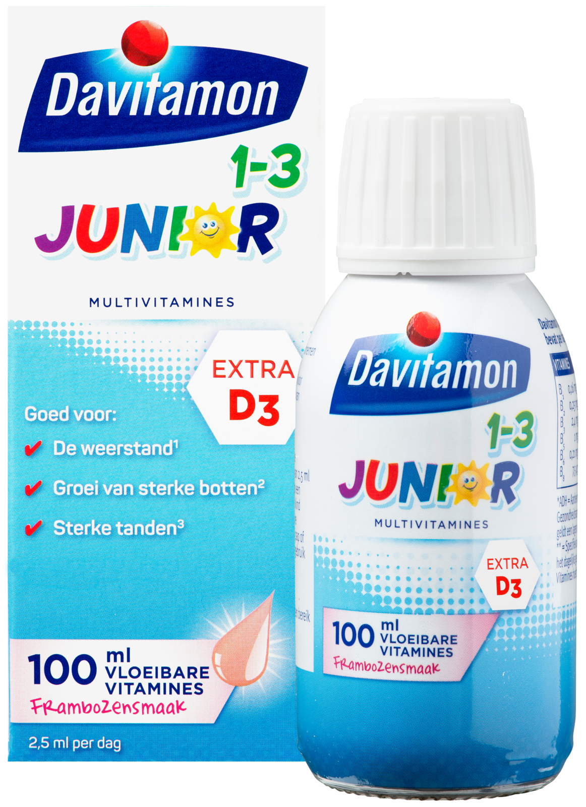 Davitamon Junior 1-3 Vloeibare Vitamines Framboos