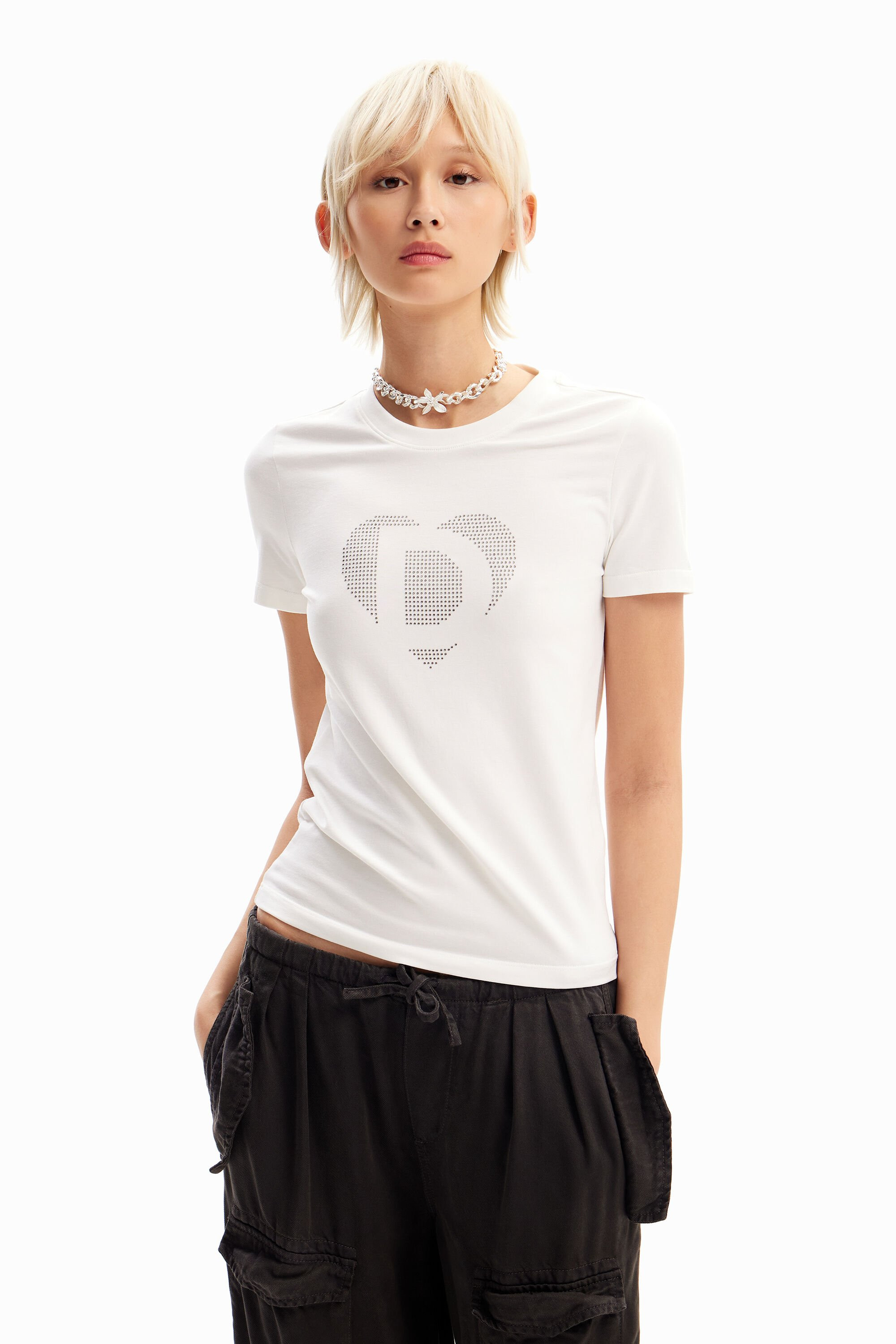 T-shirt logo stras - WHITE - XS