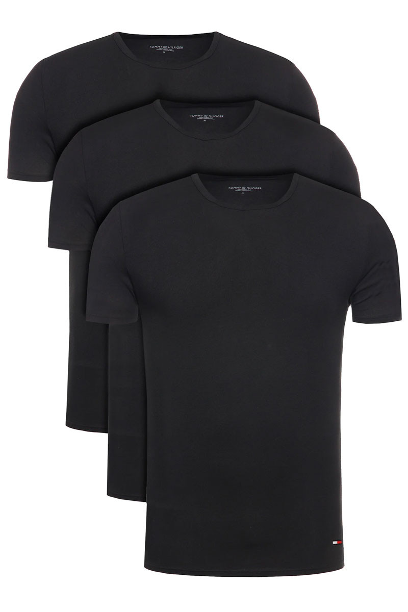 Tommy Hilfiger T-shirts O-hals stretch 3-pack zwart