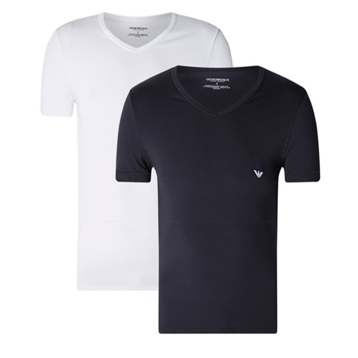 Armani T-shirts V-hals Core 2-pack wit