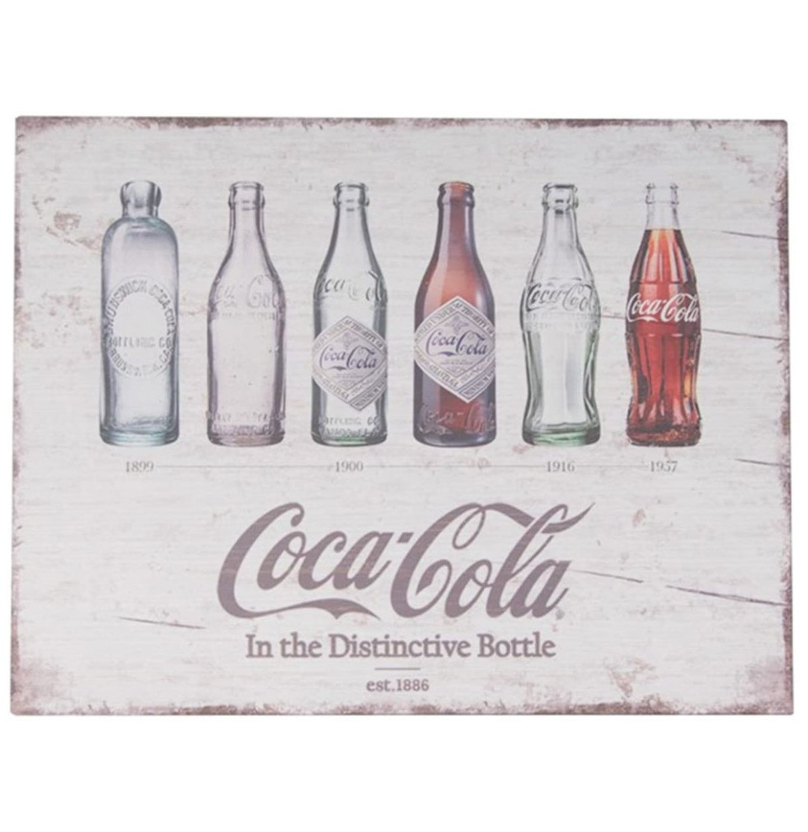 Coca-Cola Flessen Evolutie Houten Bord