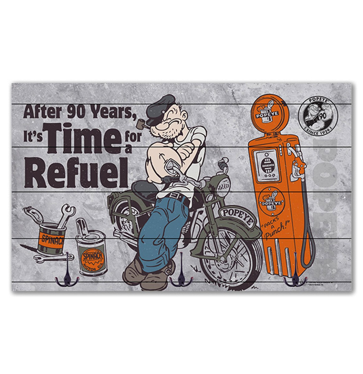 Popeye - After 90 Years It&apos;s Time For A Refuel Houten Kapstok - 50 x 30 cm
