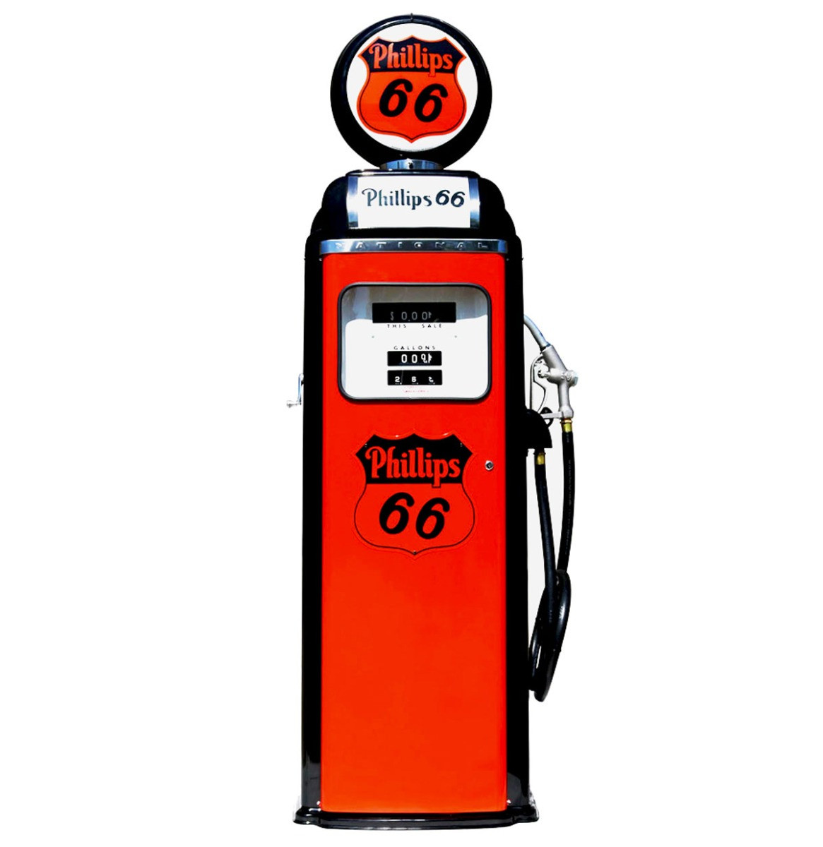 Phillips 66 National 360 Computer Face Benzinepomp - Oranje & Zwart - Reproductie