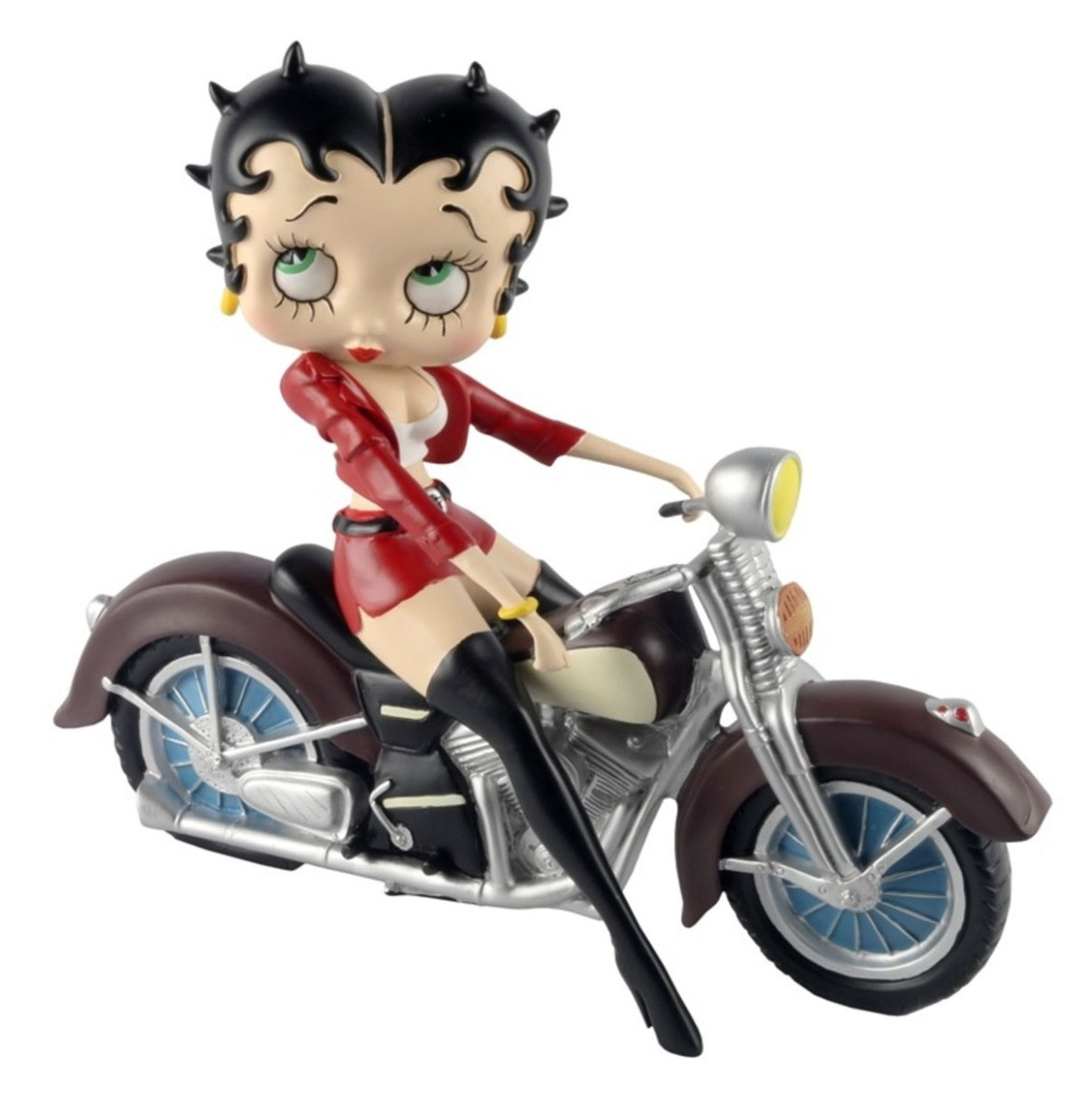 Betty Boop Op Motorfiets In Rode Jas Beeldje - 31cm