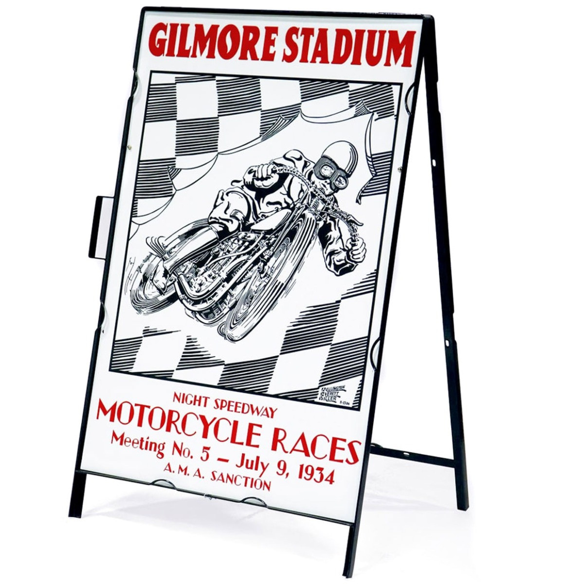 Gilmore Stadium Motorcycle Races Metalen Frame Met Bord