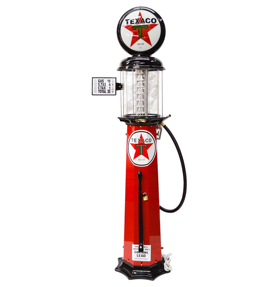 American Texaco 6 Gallon Benzinepomp - Rood & Zwart - Reproductie