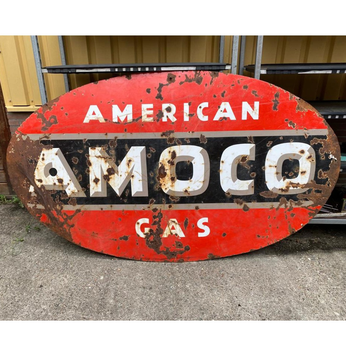 Amoco Gas Zwaar Metalen Origineel Bord 244 x 138 cm