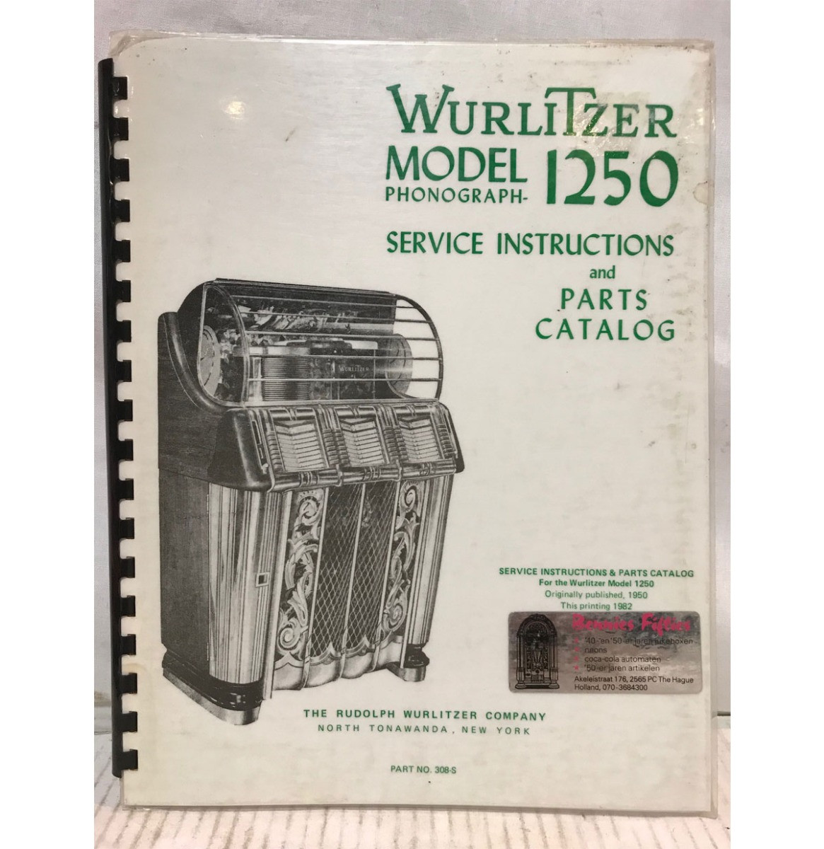 Wurlitzer 1250 Jukebox Service Instructions And Parts Catalog