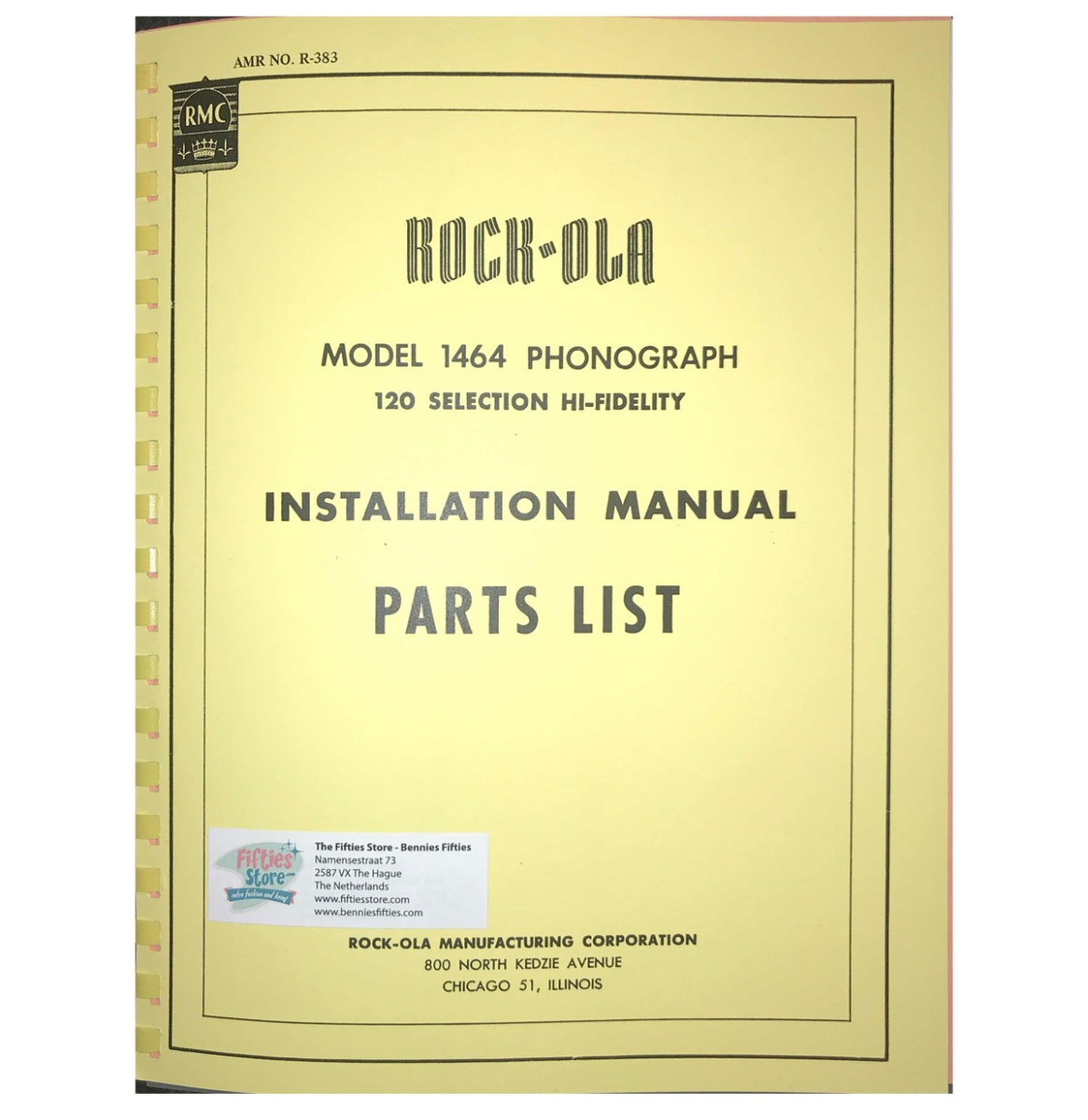 Rock-Ola Model 1464 - 120 Select Jukebox Installation Manual & Parts List