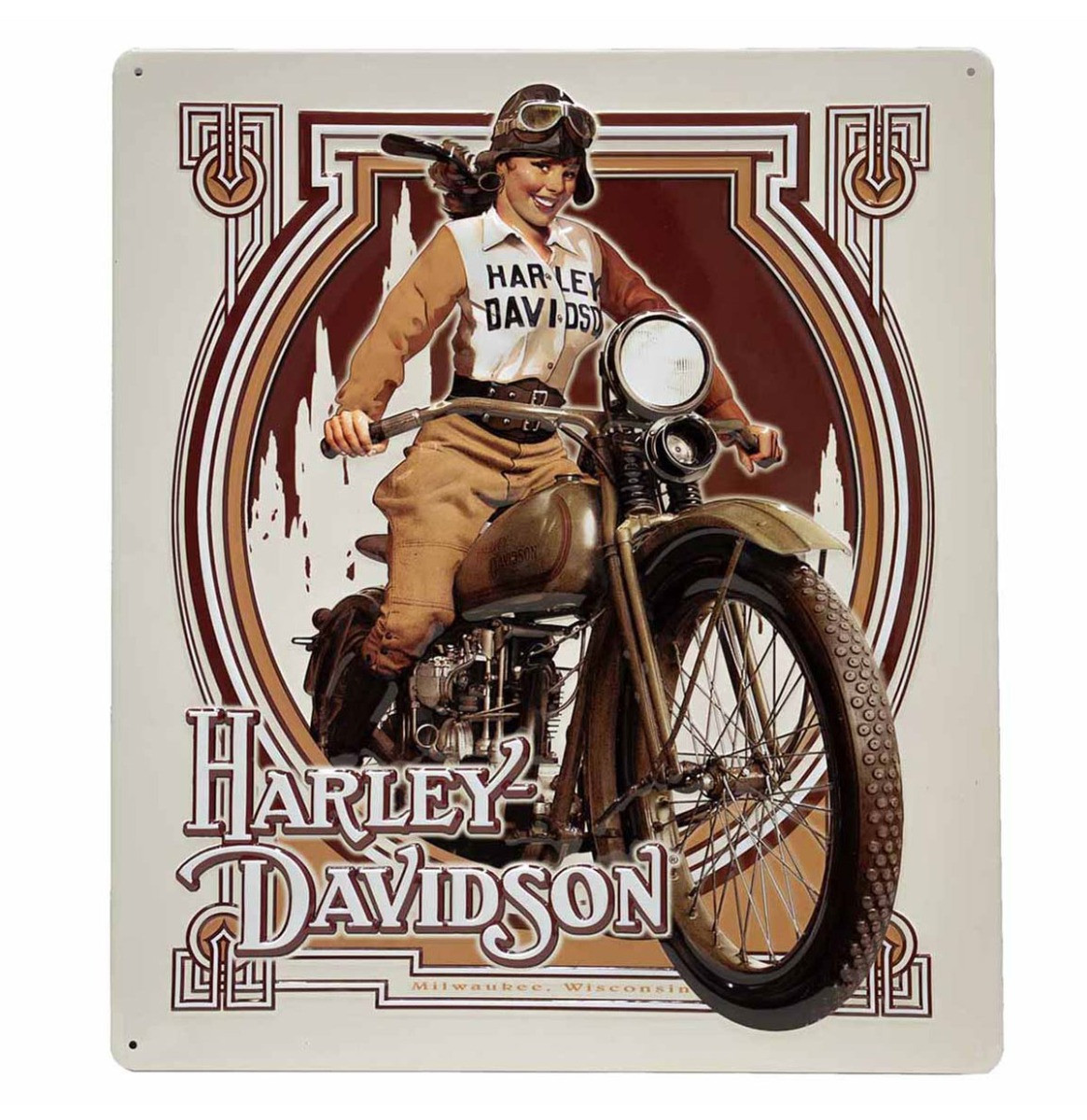 Harley-Davidson Nouveau Babe Metalen Bord - 33 x 38cm