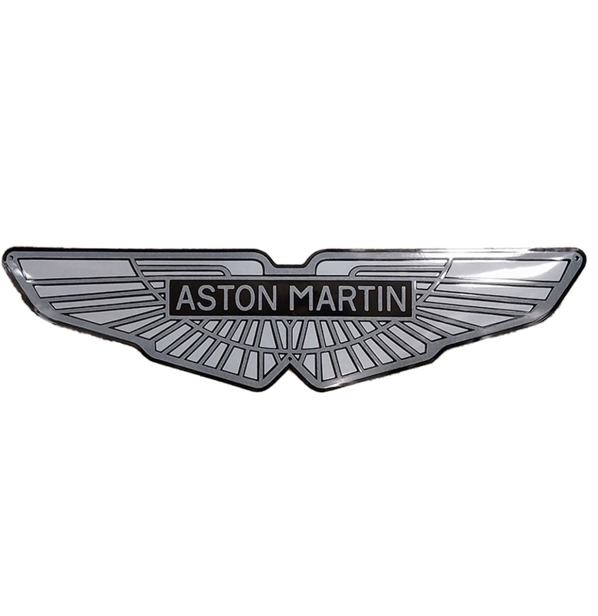 Aston Martin Zwart Logo Emaille Bord - 90 x 23cm