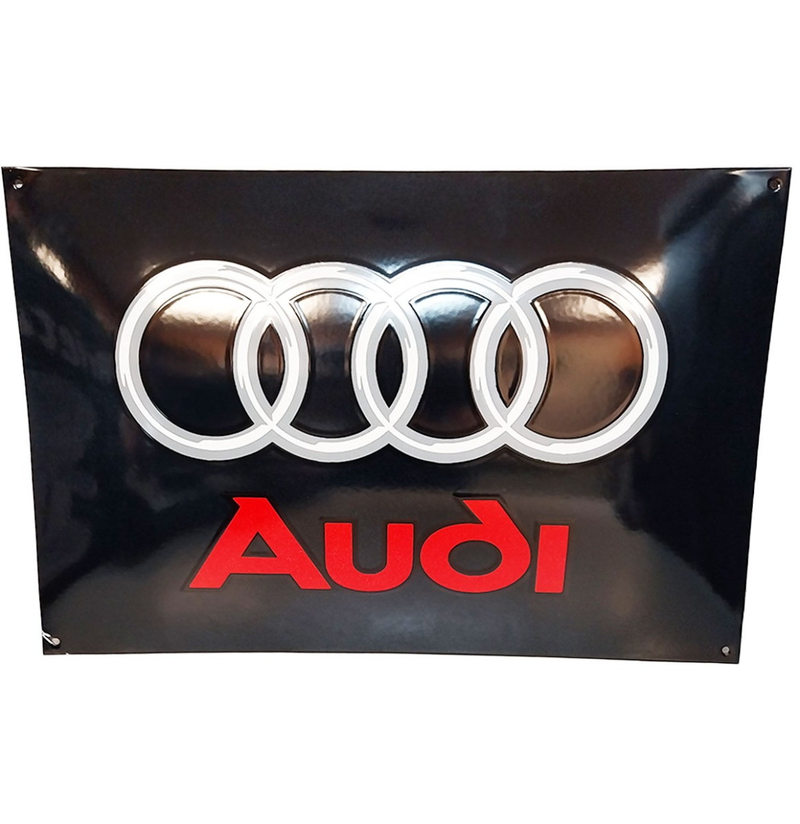 Audi Logo Zwart Emaille Bord - 60 x 39cm