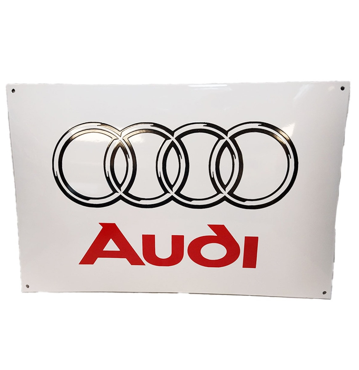 Audi Logo Wit Emaille Bord - 60 x 39cm