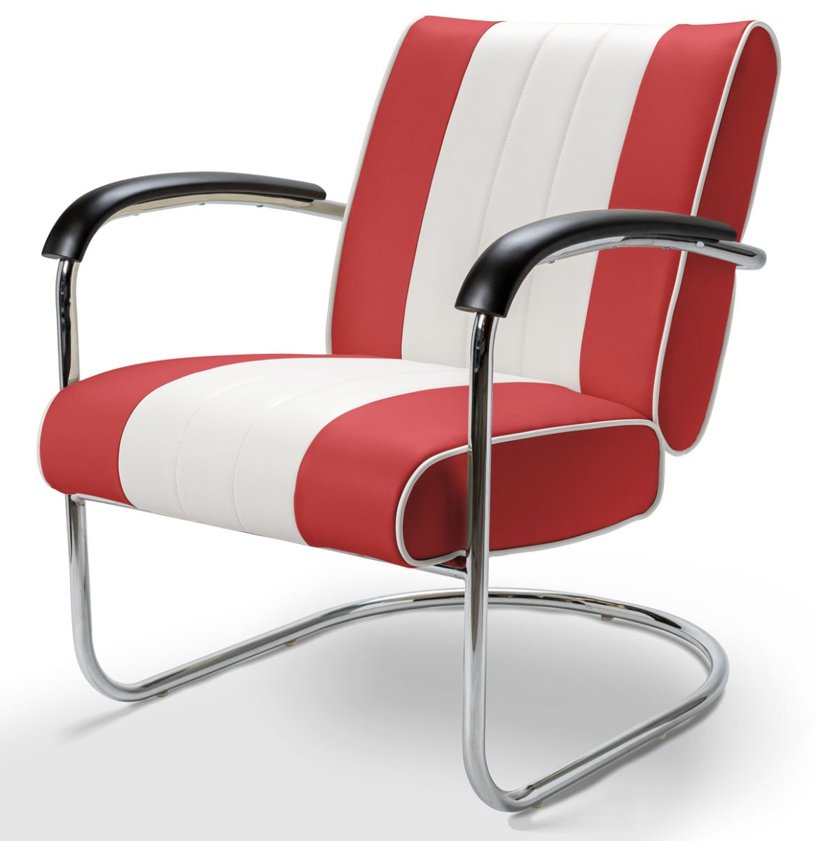 Retro Bel Air Lounge Stoel Pullman LC-01 Rood/Wit