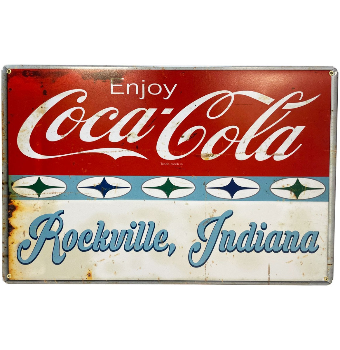 Coca-Cola Rockville Indiana - Metalen Bord 29.5 x 44.5 cm