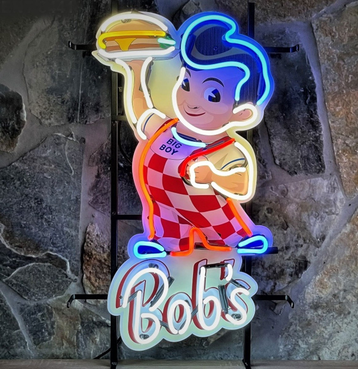 Bob&apos;s Big Boy Hamburger Neon Met Achterplaat L 50 x 85 cm