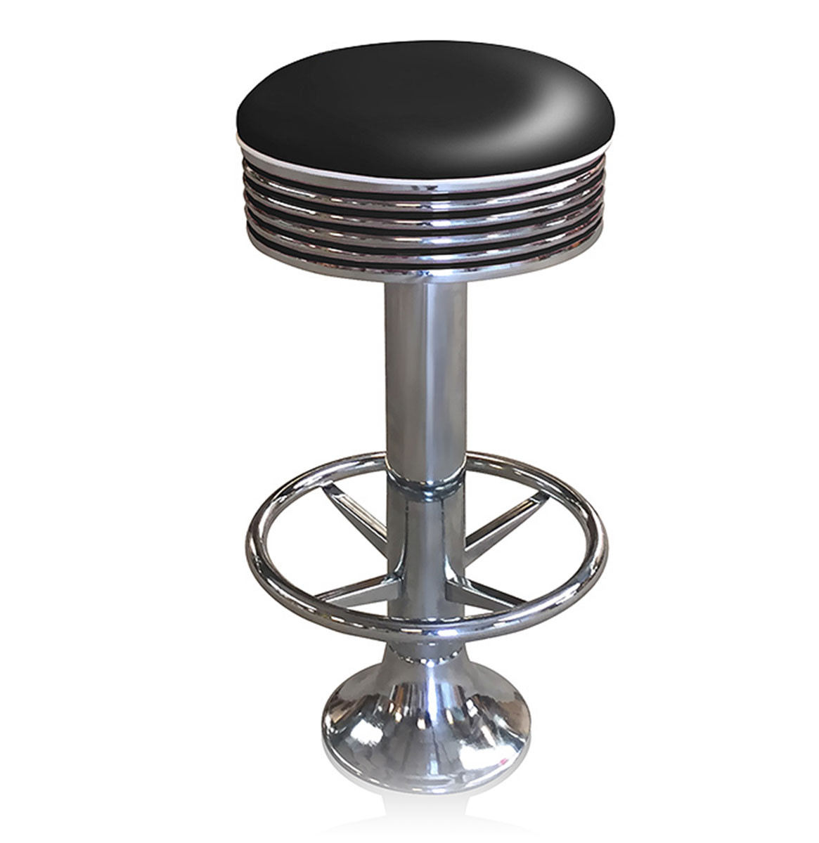 Bar stool BS-27 Black with footring-Beton