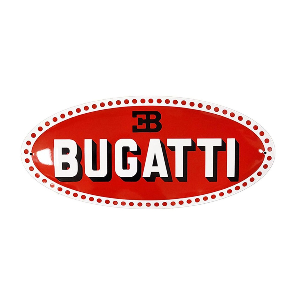 Bugatti Logo Emaille Bord - 46 x 23cm