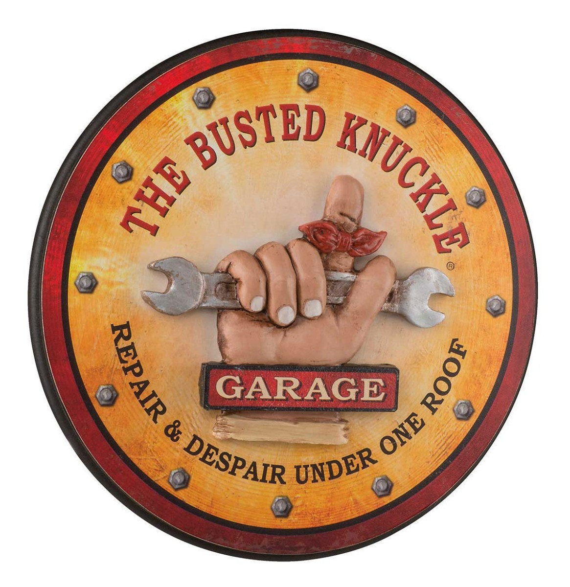 Busted Knuckle Garage Round Pub Sign