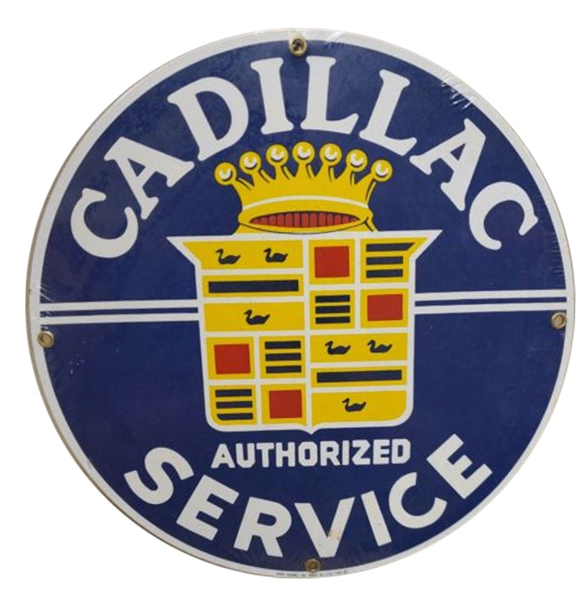 Cadillac Authorized Service Emaille Bord - 29 cm ø - Ande Rooney 1990&apos;s