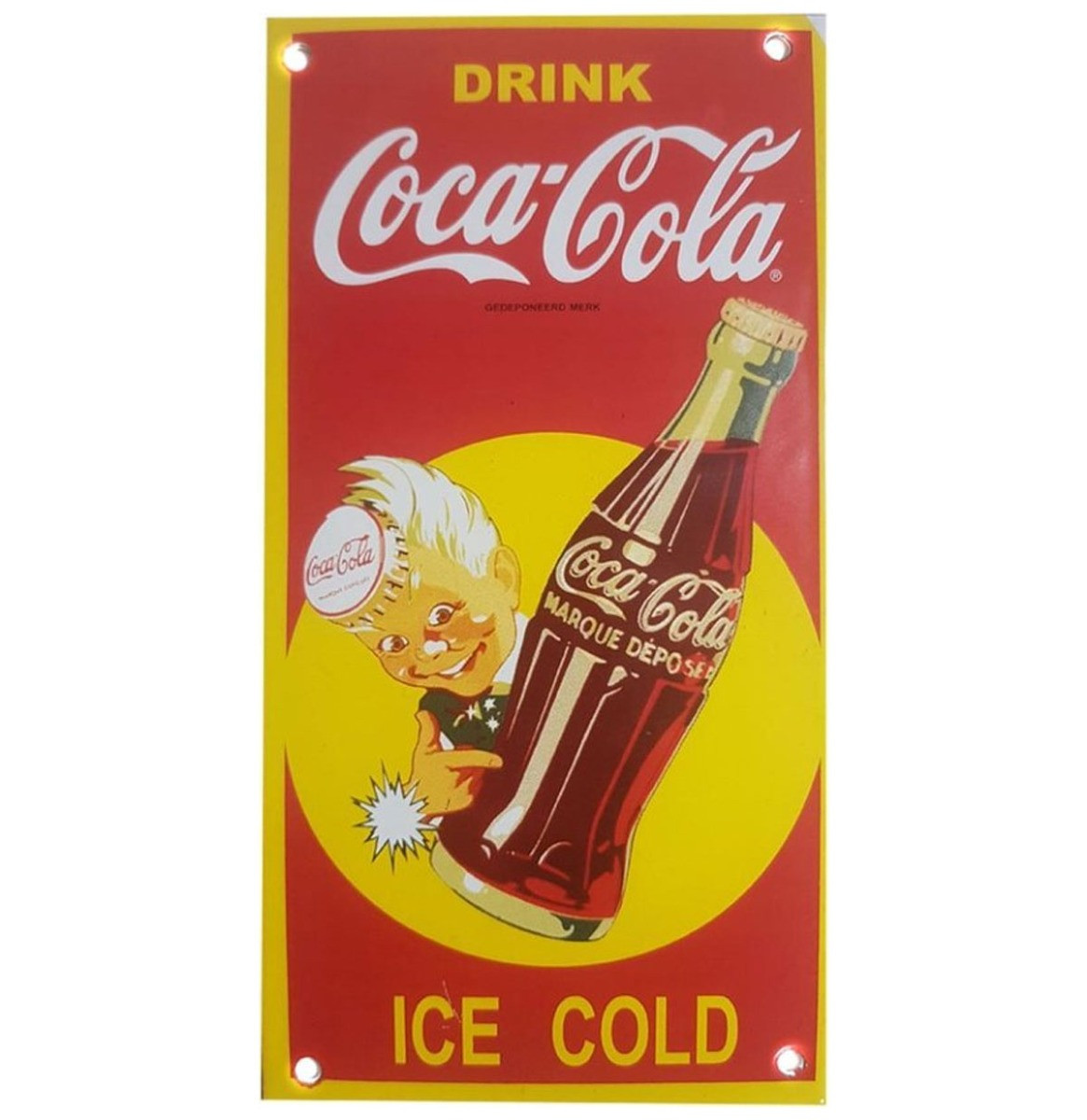 Drink Coca-Cola Ice Cold Emaille Bord - 21 x 11 cm