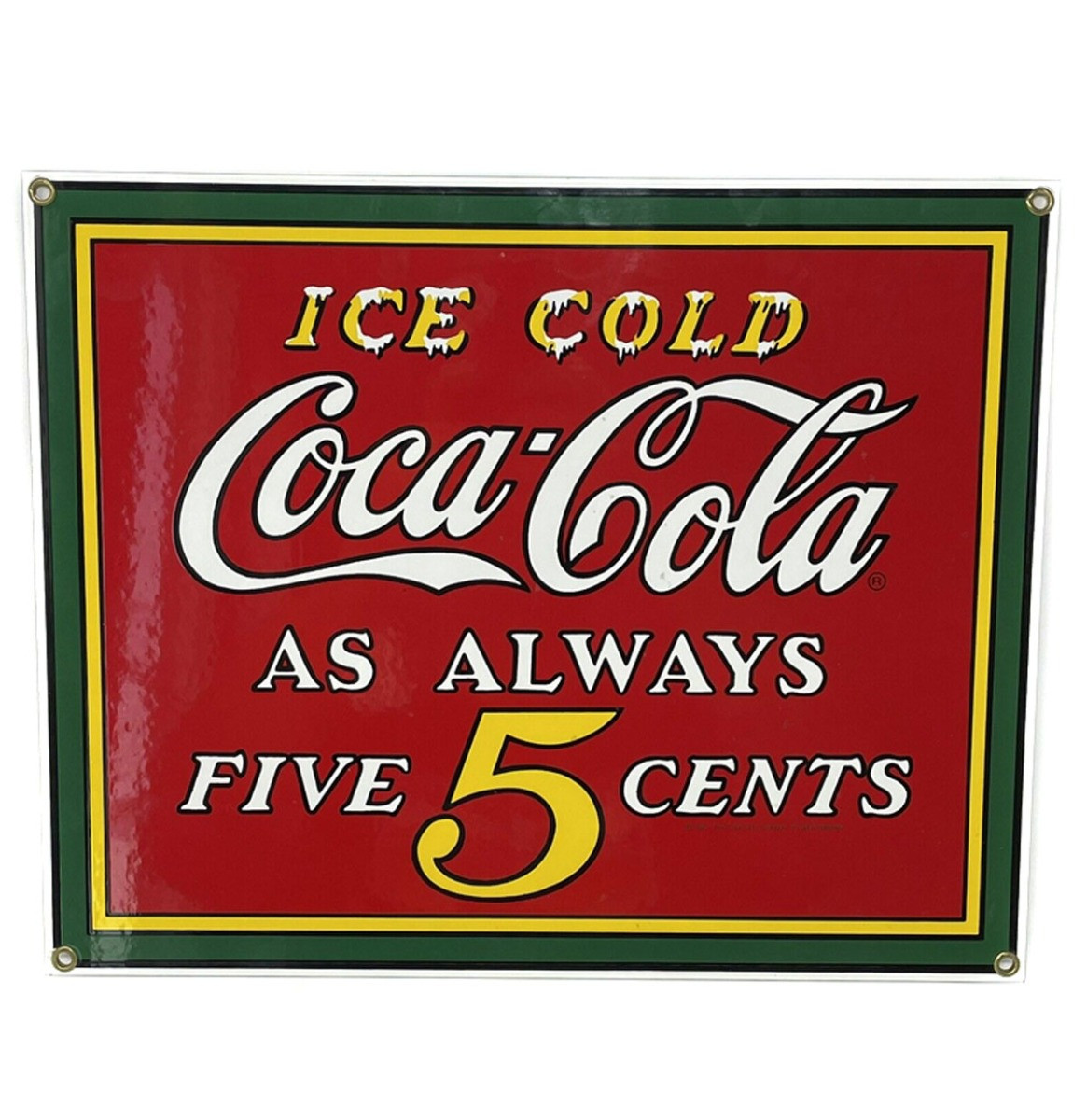 Coca-Cola - Ice Cold As Always 5 Cents Emaille Bord - Ande Rooney - 1990