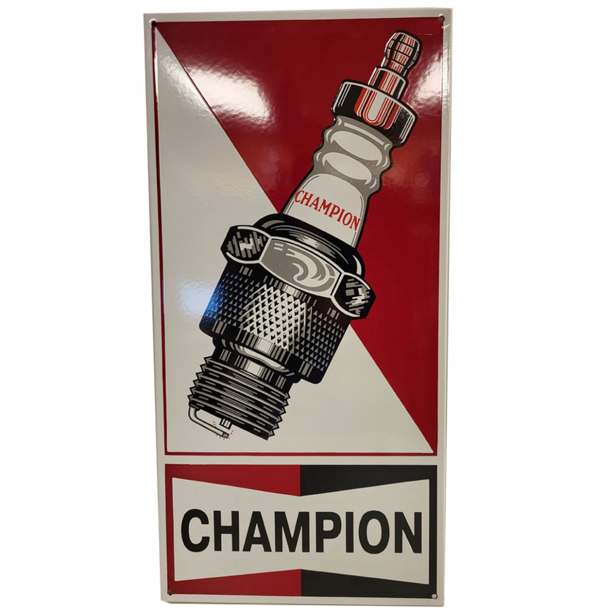 Champion Rood Wit Logo Emaille Bord - 70 x 35 cm